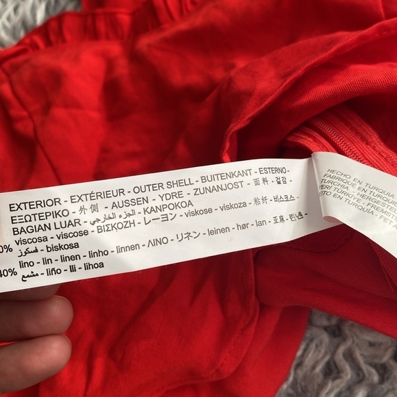 Zara Red Strappy Tied Cropped Linen Blend Top Size Medium - Picture 16 of 16